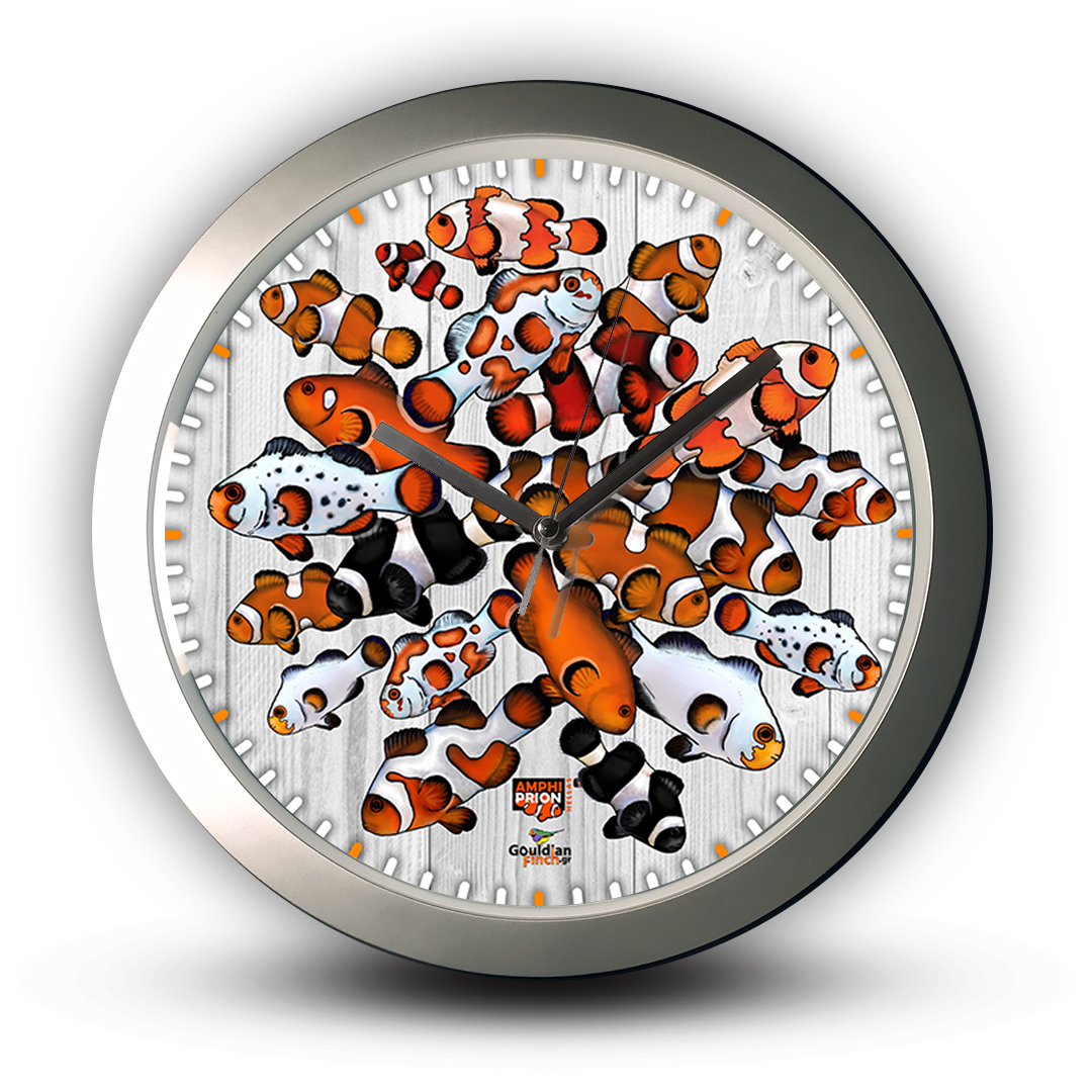 Designer Clown Fish Breeding, silver Wall Clock
