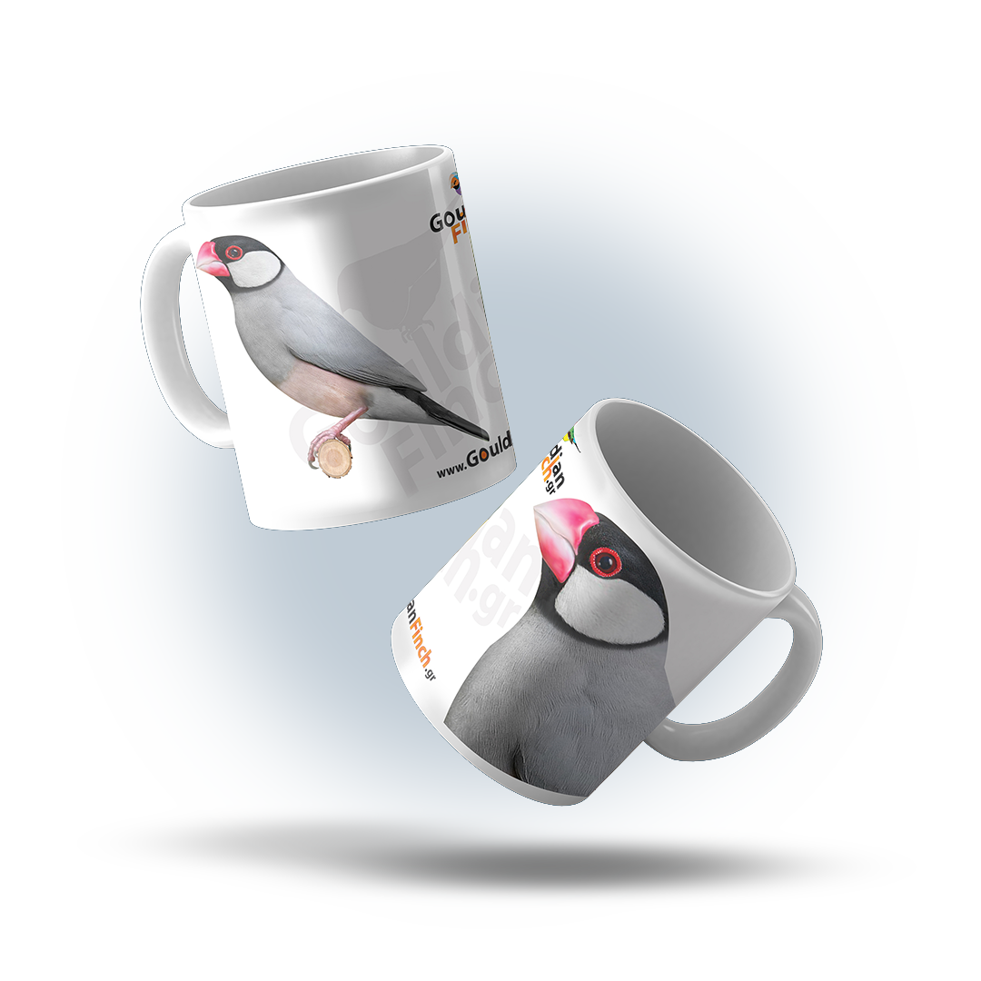 Java finch Illustrated Show Standards, Porcelain White Mug
