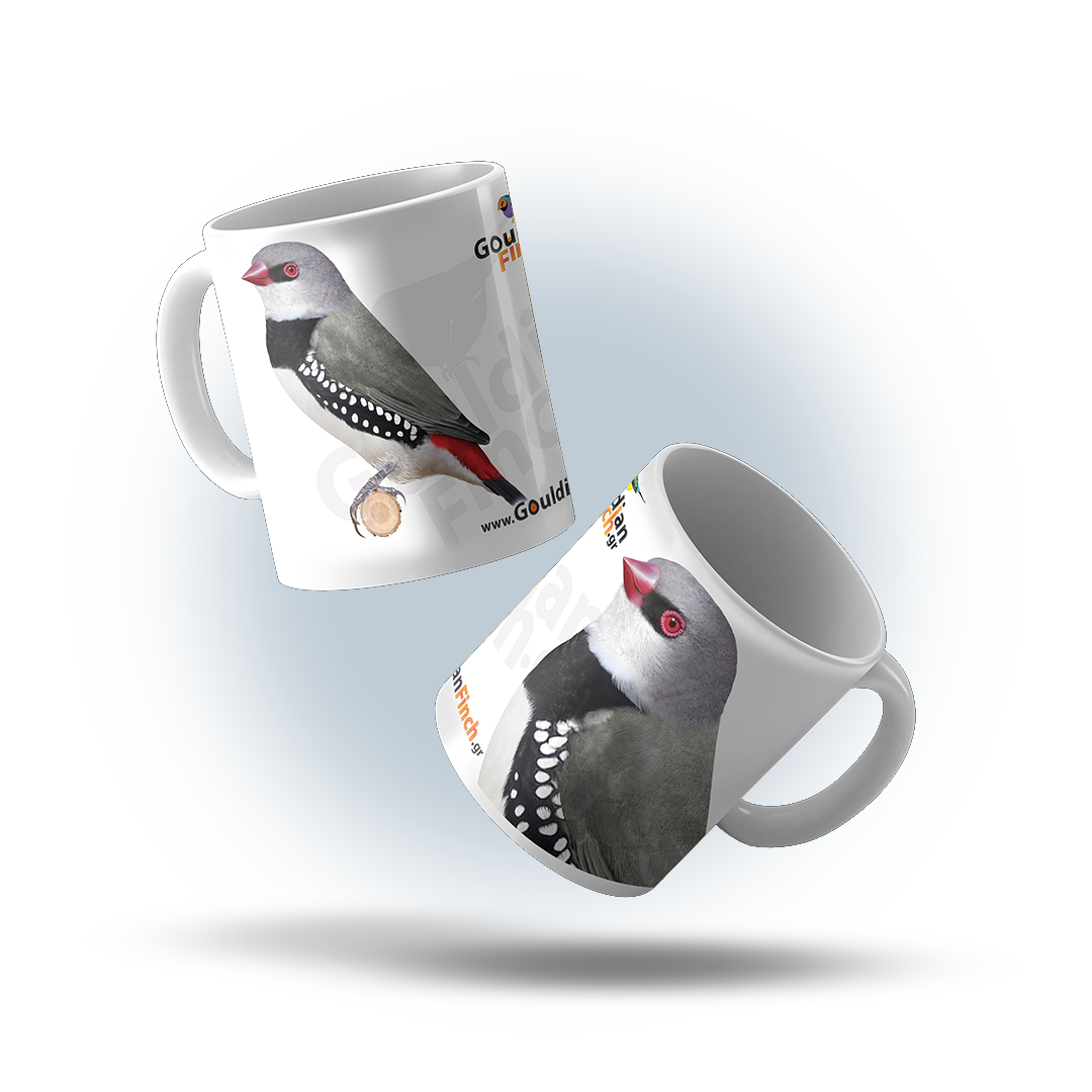 Diamond fire-tail finch Illustrated Show Standards, Porcelain White Mug