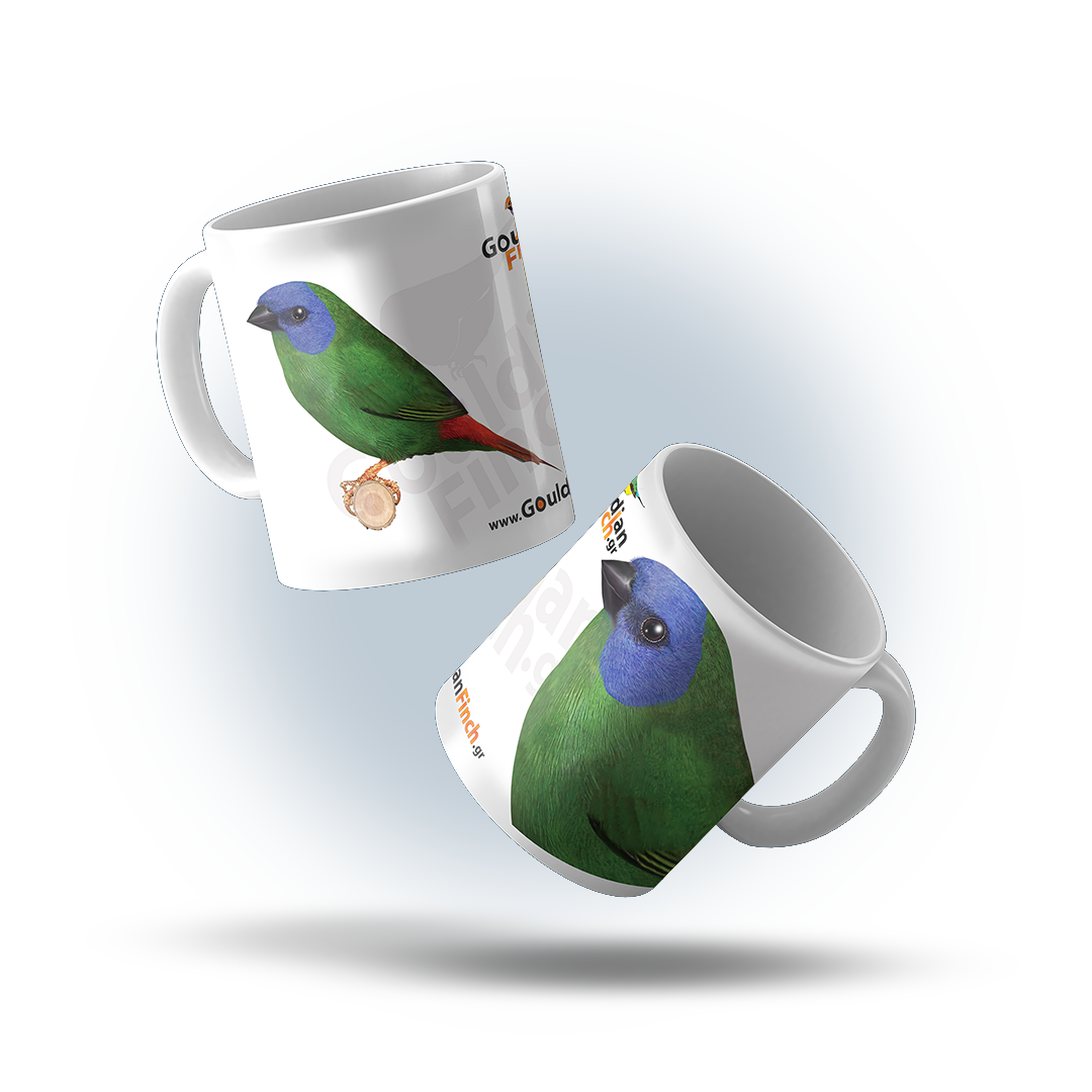 Blue Faced Parrot finch Illustrated Show Standards, Porcelain White Mug