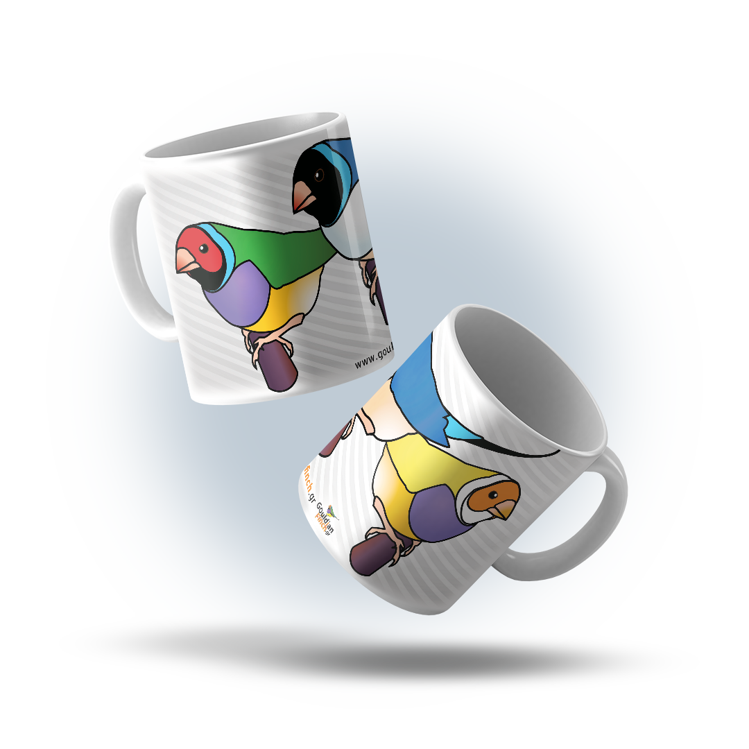 Vector Gouldian finch different colors, Porcelain White Mug