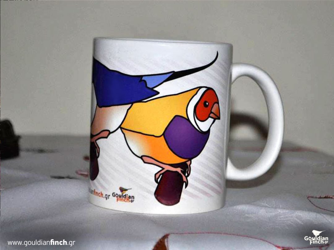 Vector Gouldian finch different colors, Porcelain White Mug - Image 2