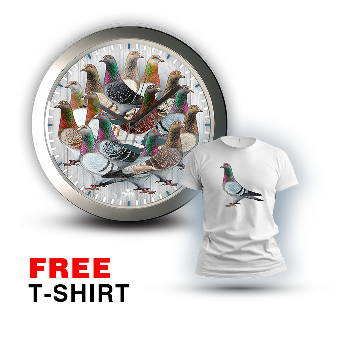 Full of Racing Pigeons silver Wall Clock 2026